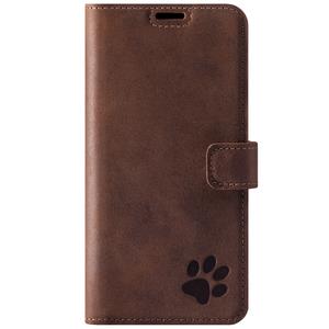 Handyhülle aus Leder RFID Wallet case - Nussbraun - Pfote - TPU Schwarz