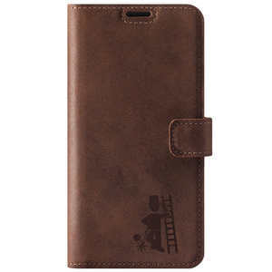 Handyhülle aus Leder RFID Wallet case - Nussbraun -  Schornsteinfeger - Transparentes TPU