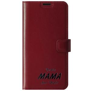 Handyhülle aus Leder Wallet case - Costa Rot - Beste Mama - Transparentes TPU