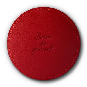 Lederuntersetzer für eine Tasse - Costa Rot - Believe in yourself