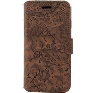 Leder case Slim cover - Ornament Braun - Transparentes TPU