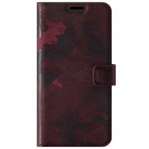 Handyhülle aus Leder RFID Wallet case - Militär Tarnung Burgund - TPU Schwarz