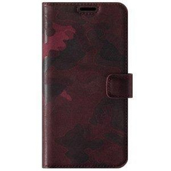 Handyhülle aus Leder RFID Wallet case - Militär Tarnung Burgund - TPU Schwarz