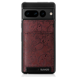 Lederschutzhülle Back case mit Ständer - Ornament Burgund - TPU Schwarz