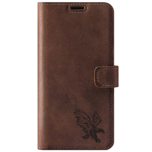 Handyhülle aus Leder Wallet case - Nussbraun - Adler - Transparentes TPU