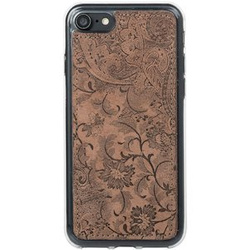 Lederschutzhülle Back case - Ornament Braun - Transparentes TPU