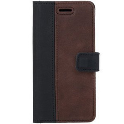 Wallet case Duo - Nubuk Schwarz und Nussbraun - Transparentes TPU