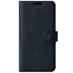 Handyhülle aus Leder RFID Wallet case - Nubuk Marineblau - TPU Schwarz