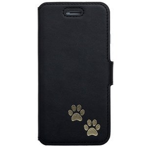 Leder case Slim cover - Costa Schwarz - Zwei pfoten - Transparentes TPU