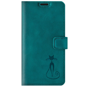 Handyhülle aus Leder Wallet case - Türkis - Fabelhafte Katze - Transparentes TPU