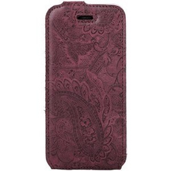 Handy einsteckhülle leder Flip case - Ornament Burgund - Transparentes TPU