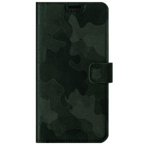 Handyhülle aus Leder Wallet case - Militär Tarnung Dunkelgrün - Transparentes TPU