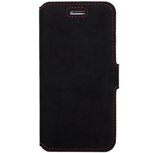 Leder case Slim cover - Nubuk Schwarz F1 - Transparentes TPU