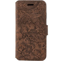 Leder case Slim cover - Ornament Braun - Transparentes TPU