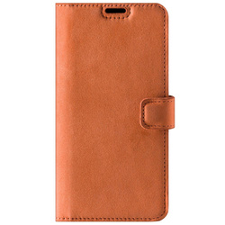 Handyhülle aus Leder Wallet case - Nubuk Dunkelorange - Transparentes TPU